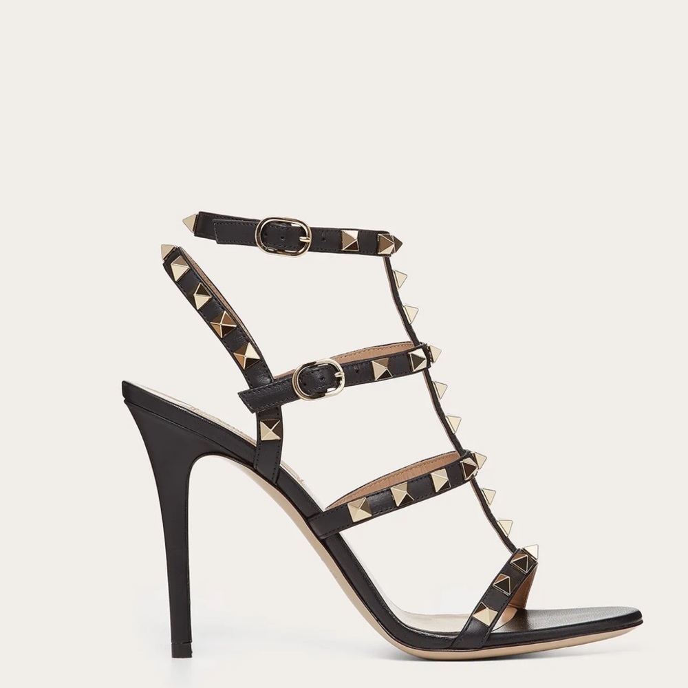 Valentino Rockstud Calfskin Ankle Strap Sandals